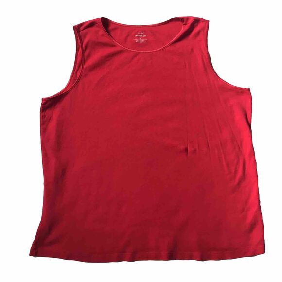 CJ Banks Plus SZ 2X Red Tank Knit Top Sleeveless Classic Basic Layer Holiday EUC - Picture 1 of 6